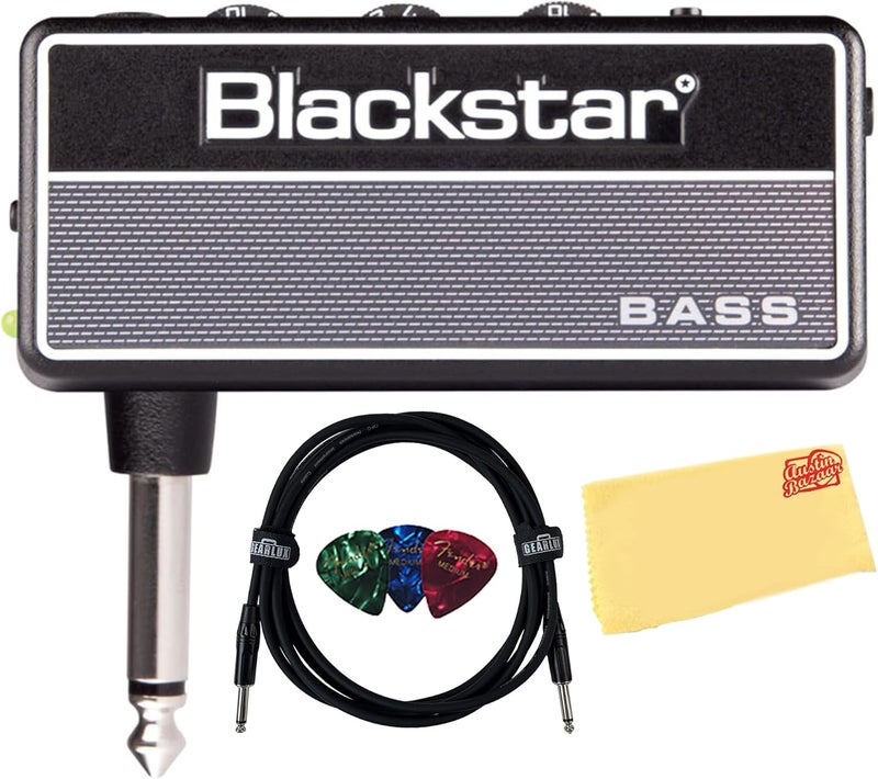 Blackstar amPlug2 Fly Bass Electric Bass Headphone Amplifier Bundle with Instrument Cable, Picks, and Austin Bazaar Polishing Cloth - Image 1